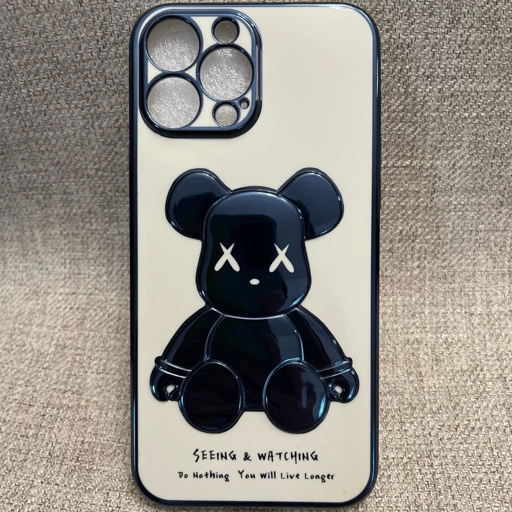 Electroplate Blue Violent Bear in White Background iPhone Case